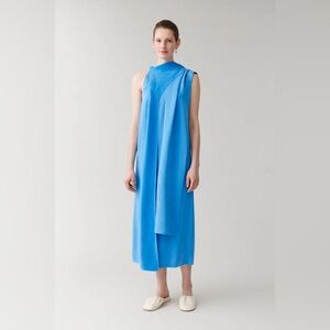 COS Draped Neck-Tie Dress Blue Size 8 K6